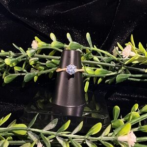 SOLD Aquamarine Twist Band 18k Gold over 925 Sterling Moissanite Ring Sz 8 SOLD